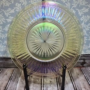 Carnival Glass Plate Iridescent Vintage Pink 10.5"